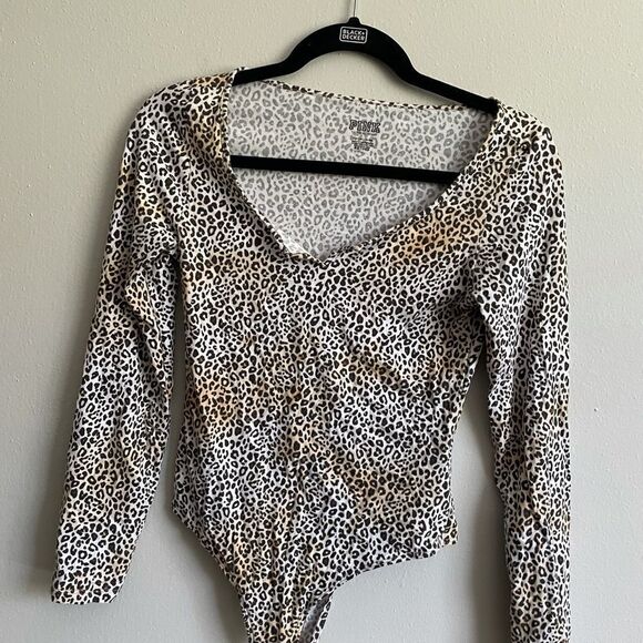 PINK VICTORIAS SECRET LEOPARD PRINT THONG BODYSUIT - Picture 6 of 13